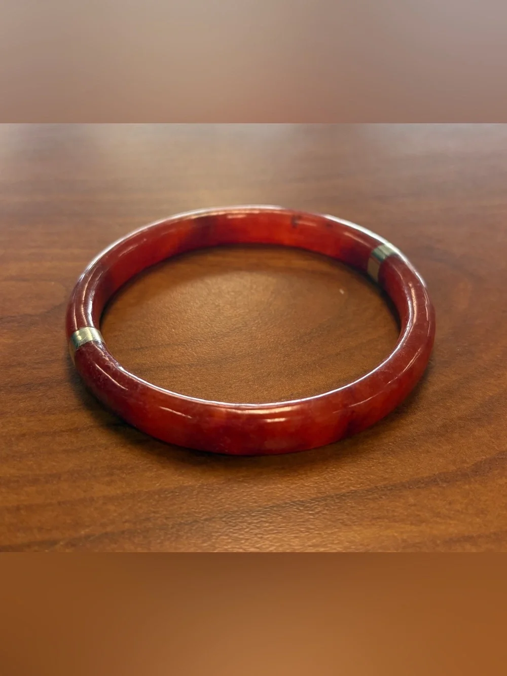 925 Sterling Silver Red “Jade” Bangle